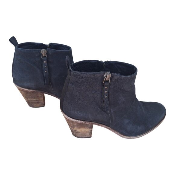 Anthropologie Hoss Intropia Double Zip Suede Heeled Ankle Boots Black 38 Spain 8 - Picture 2 of 12